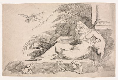 Sovende kvinne med en amor av Johann Heinrich Füssli