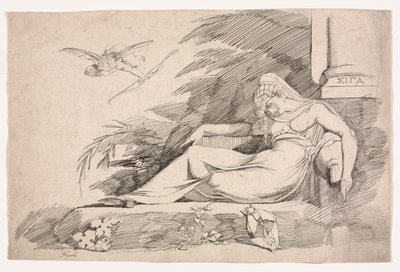 Sovende kvinne med en amor, 1780-1790. av Johann Heinrich Füssli