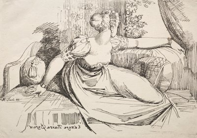 Kvinne på en sofa av Johann Heinrich Füssli
