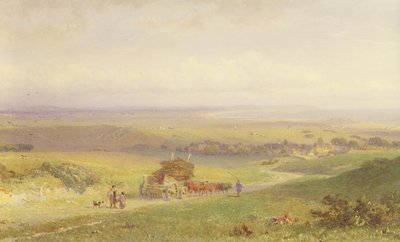 Pevensey Bay, Sussex, 1868 (wc, bc, grafitt og skraping på papir) av Henry George Hine