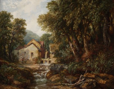 En mølle i Rowsley, Derbyshire, 1867 av Henry Harris Lines