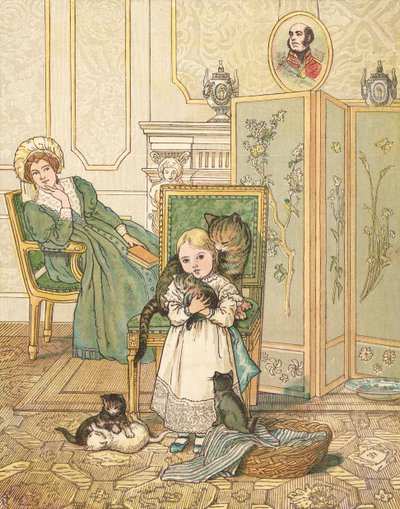 Prinsessen og kattungene hennes (farge litho) av Henry Hetherington Emmerson