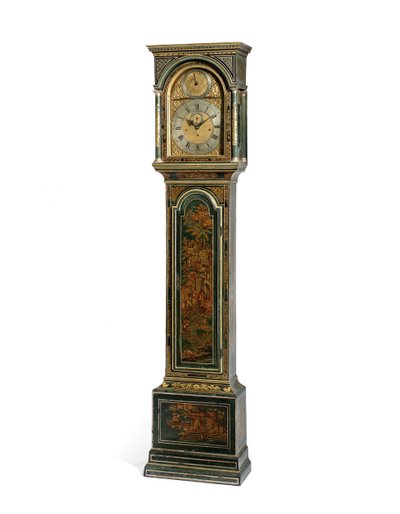 George III blå Japanned kvart slående lang urkasse, York, ca. 1760 (tre og metall) (se også 615808) av Henry Hindley