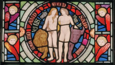 Adam og Eva, Benedicite Vindudetalj, ca. 1895 (farget glass) av Henry Holiday