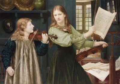 Prerafaelittiske malerier: Duet par Holiday, Henry (1839-1927). Akvarell på papp, 78x108. Privat samling av Henry Holiday
