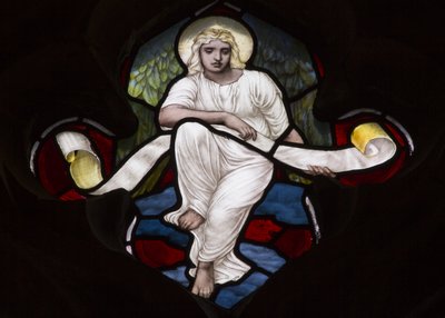 Quatrefoil Tracery Angel, 1882 (farget glass) av Henry Holiday