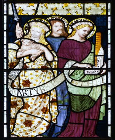 St Cecilia, St Agnes & St George, ca. 1872 (farget glass) av Henry Holiday