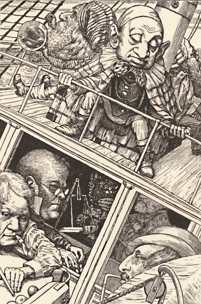 Mannskapet var komplett. Fra The Hunting of the Snark Lewis Carroll, 1874-1876, 1923. av Henry Holiday