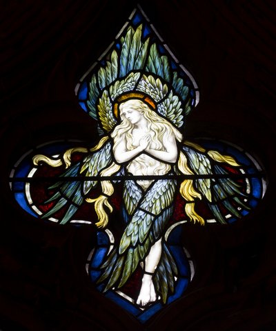 Tracery Angel, 1884 (farget glass) av Henry Holiday