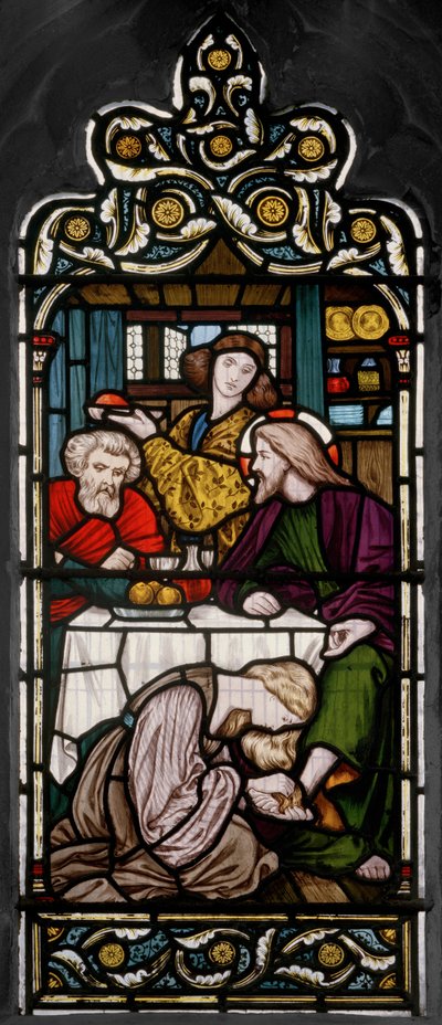Vasking av føttene, 1866 (farget glass) av Henry Holiday