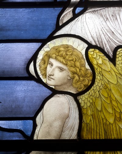 Wolsingham, St Mary & St Stephen, James Powell & Sons, Henry Holiday, Jacobs Ladder, Angel detalj, 1881 av Henry Holiday