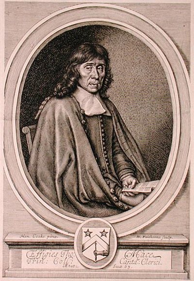 Portrett av Thomas Mace (1612-1706) gravert av William Faithorne (1656-c.1701) (gravering) av Henry I (after) Cooke