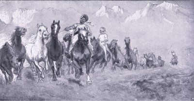 Indiske kulier tar remounts til Stellens bosch, fra After Pretoria: The Guerilla War utgitt av Harmsworth Bros Limited, 1901 av Henry Inglis Jodrel Sheldon Williams