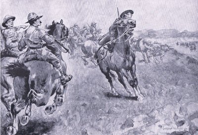 Kappløpet om kommandoen over Philips Town Road, fra After Pretoria: The Guerilla War utgitt av Harmsworth Bros Limited, 1901 av Henry Inglis Jodrel Sheldon Williams
