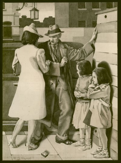 En krangel, ca. 1935 (vask på papir) av Henry J. Hunt