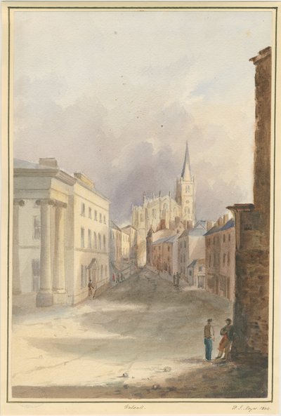 Walsall Town and Church: vannfargemaleri, 1844 av Henry James Noyes