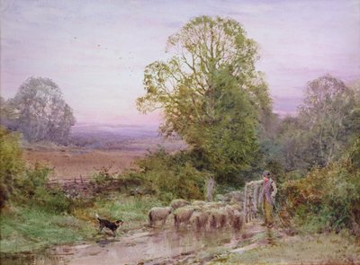 Herding the Sheep (akvarell) av Henry John Sylvester Stannard