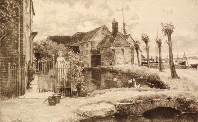 Uten tittel [Village Scene] (etsing) av Henry John Yeend King