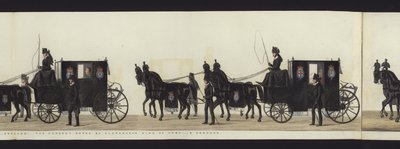 En del av panoramautsikten over hele begravelsesprosesjonen til Arthur, hertugen av Wellington (farget akvatint) av Henry Jr and Sala Alken