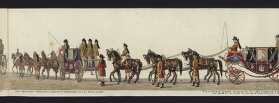 En del av panoramautsikten over hele begravelsesprosesjonen til Arthur, hertugen av Wellington (farget akvatint) av Henry Jr and Sala Alken