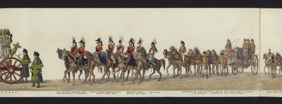 En del av panoramautsikten over hele begravelsesprosesjonen til Arthur, hertugen av Wellington (farget akvatint) av Henry Jr and Sala Alken