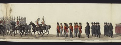 En del av panoramautsikten over hele begravelsesprosesjonen til Arthur, hertugen av Wellington (farget akvatint) av Henry Jr and Sala Alken