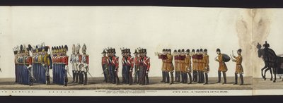 En del av panoramautsikten over hele begravelsesprosesjonen til Arthur, hertugen av Wellington (farget akvatint) av Henry Jr and Sala Alken
