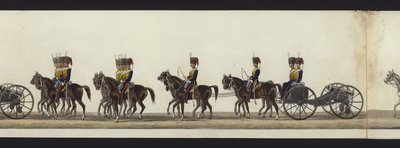 En del av panoramautsikten over hele begravelsesprosesjonen til Arthur, hertugen av Wellington (farget akvatint) av Henry Jr and Sala Alken
