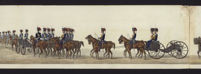 En del av panoramautsikten over hele begravelsesprosesjonen til Arthur, hertugen av Wellington (farget akvatint) av Henry Jr and Sala Alken