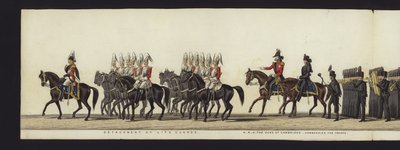 En del av panoramautsikten over hele begravelsesprosesjonen til Arthur, hertugen av Wellington (farget akvatint) av Henry Jr and Sala Alken