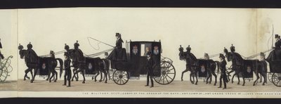 En del av panoramautsikten over hele begravelsesprosesjonen til Arthur, hertugen av Wellington (farget akvatint) av Henry Jr and Sala George Augustus Alken