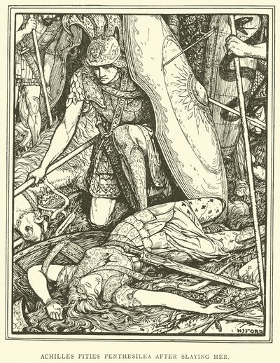 Achilles synes synd på Penthesilea etter å ha drept henne av Henry Justice Ford