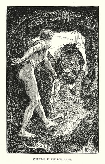 Androkles i løvehulen (gravering) av Henry Justice Ford