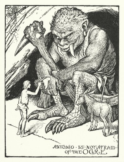 Antonio er ikke redd for trollet (gravering) av Henry Justice Ford