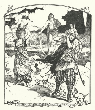 Dschemila får et rumpehode (gravering) av Henry Justice Ford
