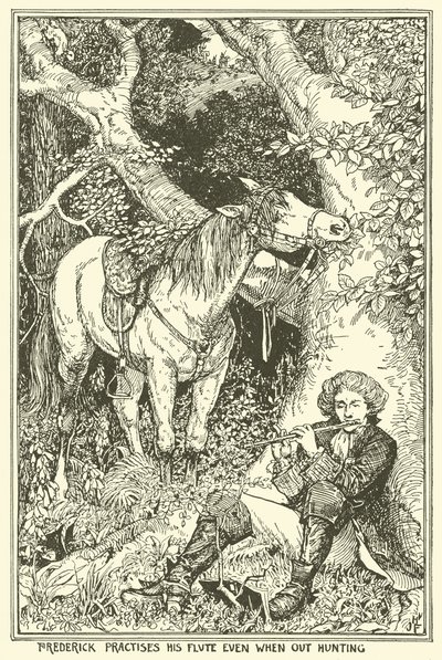 Frederick øver på fløyten selv når han er på jakt av Henry Justice Ford