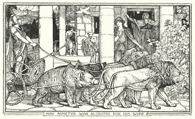 Hvordan Admetus vant Alcestis for sin kone (litho) av Henry Justice Ford