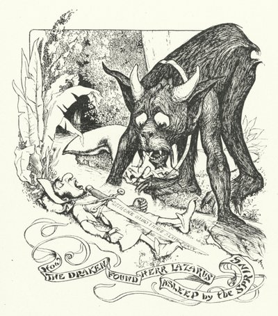 Hvordan Draken fant Herr Lazarus sovende ved våren (gravering) av Henry Justice Ford