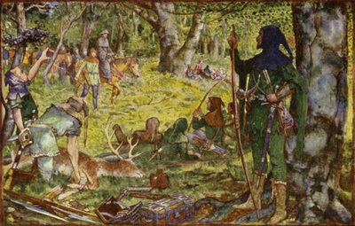 Hvordan kongen, forkledd som en abbed, besøkte Robin under Greenwood-treet av Henry Justice Ford