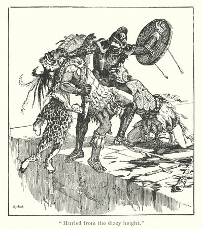 quot;Kastet fra den svimlende høydenquot; (gravering) av Henry Justice Ford