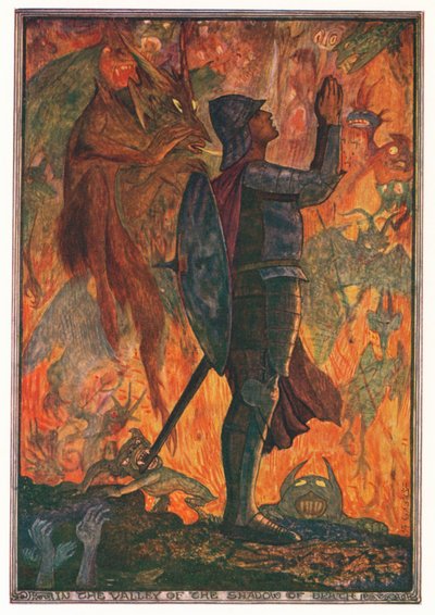 Illustrasjon til Pilegrimsreisen av John Bunyan (fargelitografi) av Henry Justice Ford