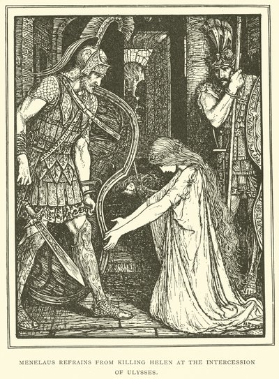 Menelaus avstår fra å drepe Helen ved Ulysses forbønn av Henry Justice Ford