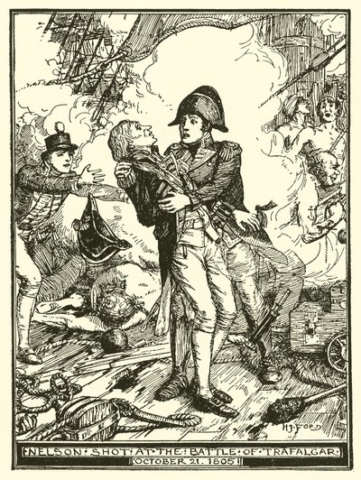 Nelson skutt i slaget ved Trafalgar, 21. oktober 1805 av Henry Justice Ford