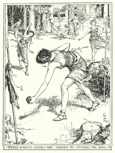 Men berømt blant vennene hennes for å fange ballen (litho) av Henry Justice Ford