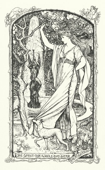 Hun tilbrakte hele dagen nær fontenen (gravering) av Henry Justice Ford
