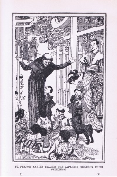 St Francis Xavier lærer de japanske barna deres katekes, 1912 av Henry Justice Ford