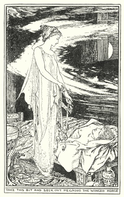 Ta denne biten og oppsøk Pegasus den bevingede hesten (litho) av Henry Justice Ford