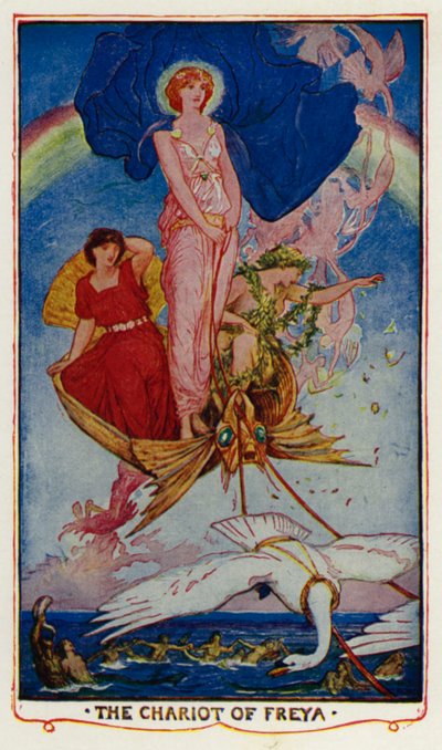 Freyas vogn (fargelitografi) av Henry Justice Ford