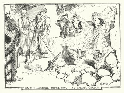 The Circassians danser inn i Bassa's Garden (gravering) av Henry Justice Ford