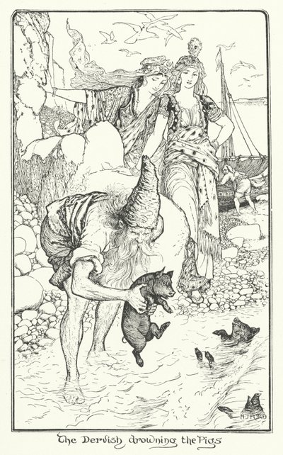 Dervisjen som drukner grisene (gravering) av Henry Justice Ford